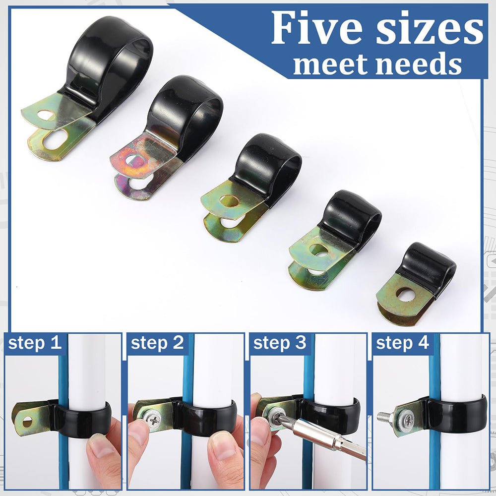 Unlined P Clips 4mm - 50mm Hose Conduit Tubing Cable Holder Insulating hose clamp - HomeDIYer