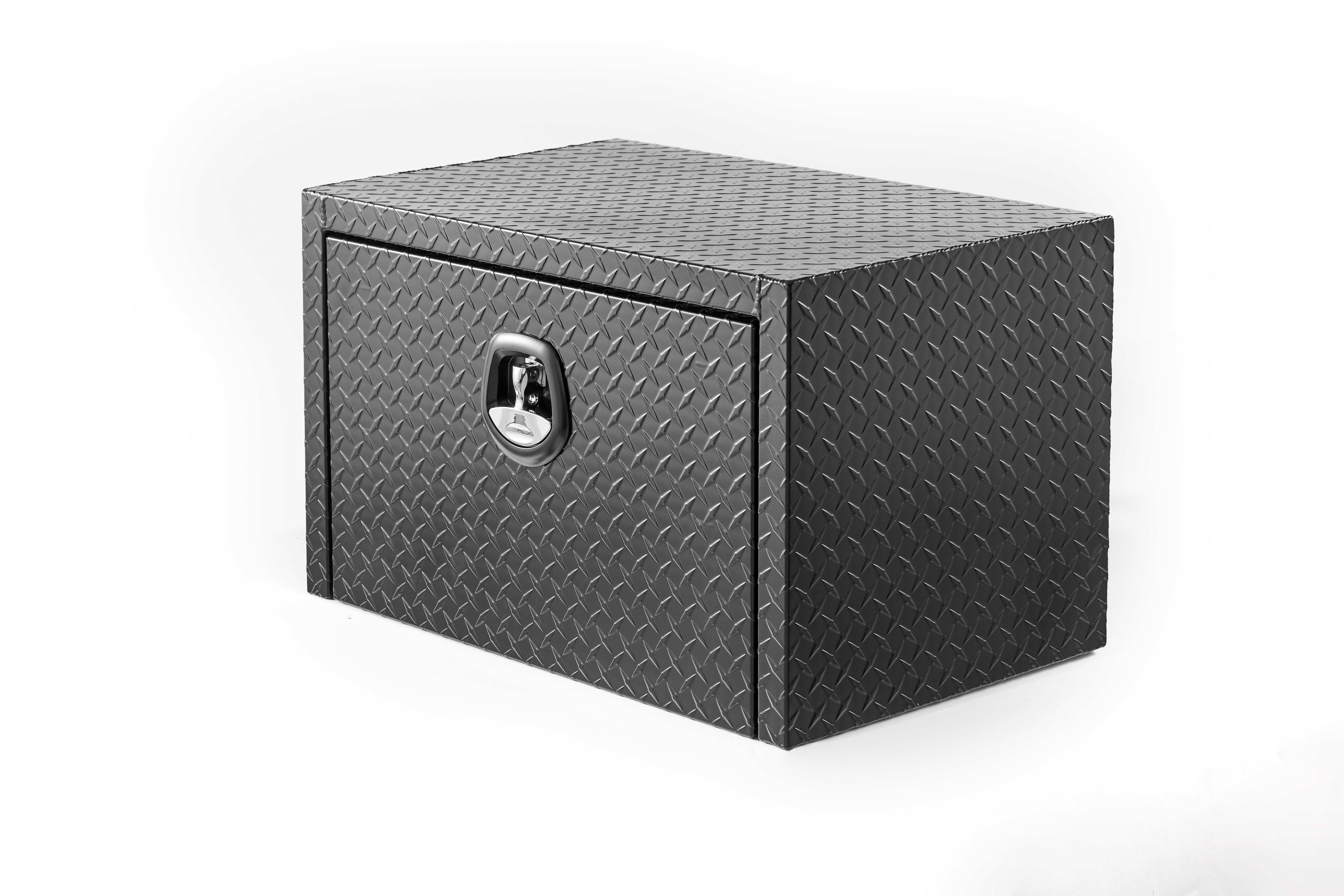 30" Aluminum Underbody Truck Tool Box — Matte Black Diamond Plate, Waterproof & Lockable