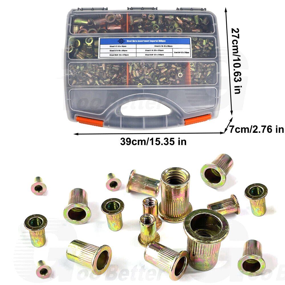 860Pcs Rivet Nut Kit UNC Rivnut Nutsert Assortment - HomeDIYer