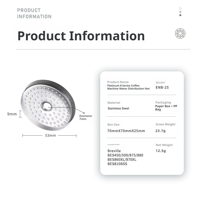 Breville 8-Series Stainless Steel Shower Screen – Precision Water Distribution for BES450/500/875/880/860XL/870XL