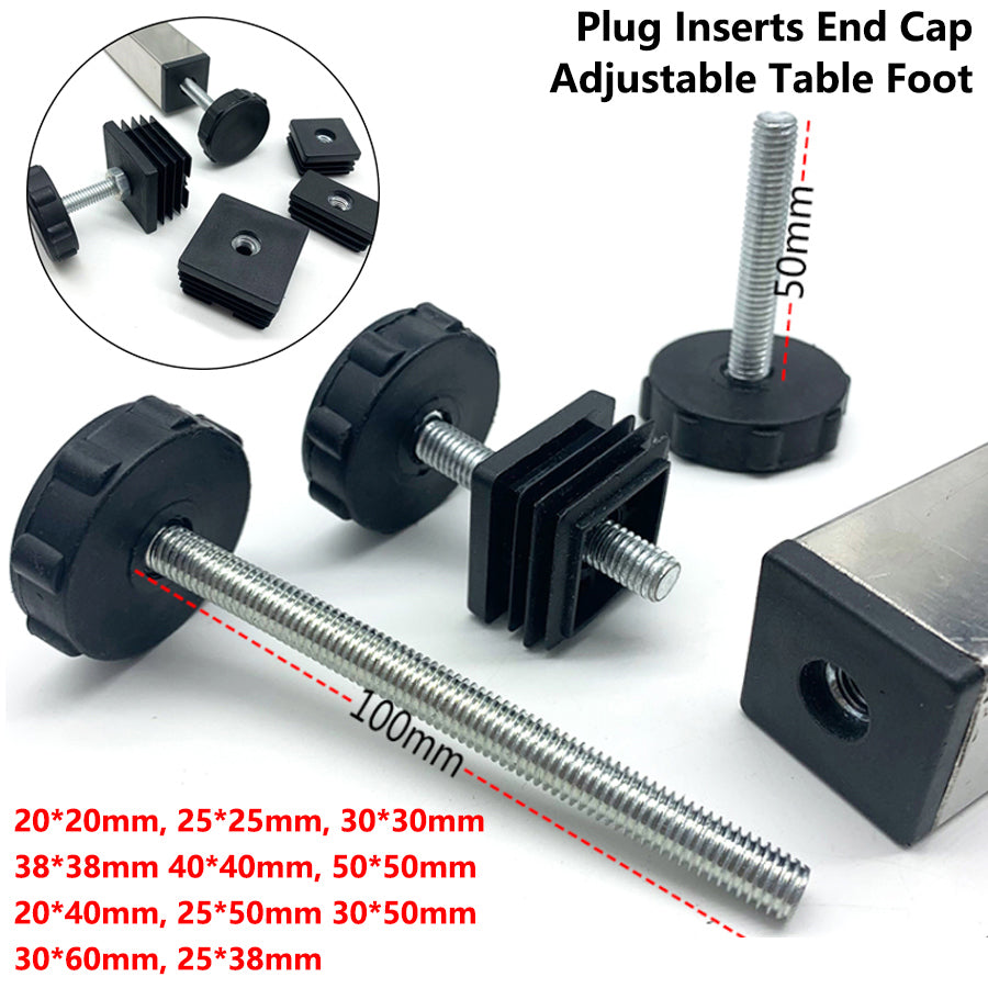 HomeDIYer M8 Nut Plug End Caps with adjustable leveling feet 50mm/100mm