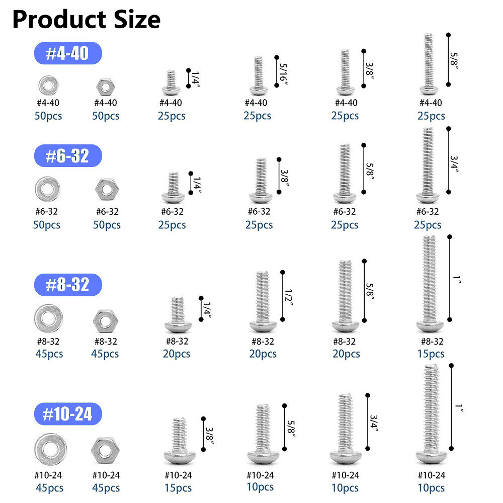 700Pcs Phillips Pan Head Machine Screw, Nuts Flats, Lock Washers Assortment Kit - HomeDIYer