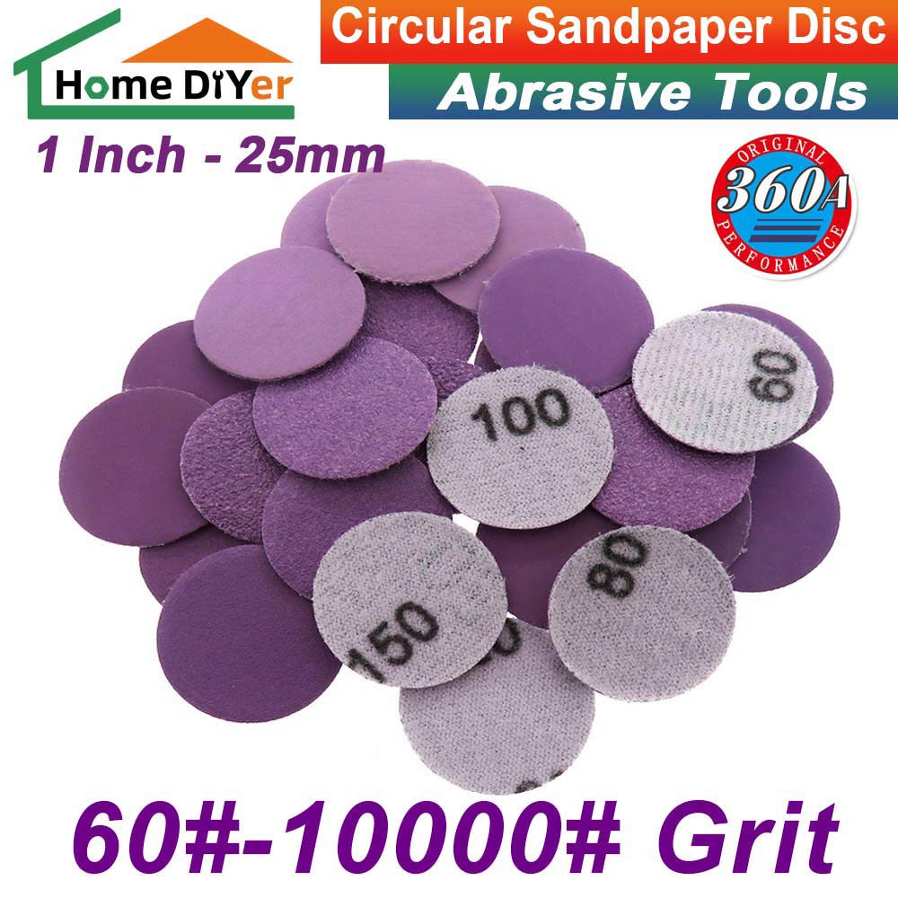 25mm Wet And Dry Sanding Discs 1 Inch Sandpaper Hook And Loop Pads Grit 60-10000