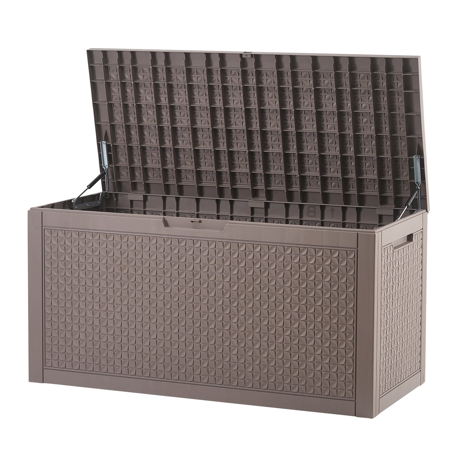 Outdoor Storage Box, 100 Gallon Resin Deck Box, Backyard Outside Toy and Towel Storage Cabinet Waterproof, for Patio Furniture Cushions, Garden Tools, Pool Supplies & Package Delivery (Grey)