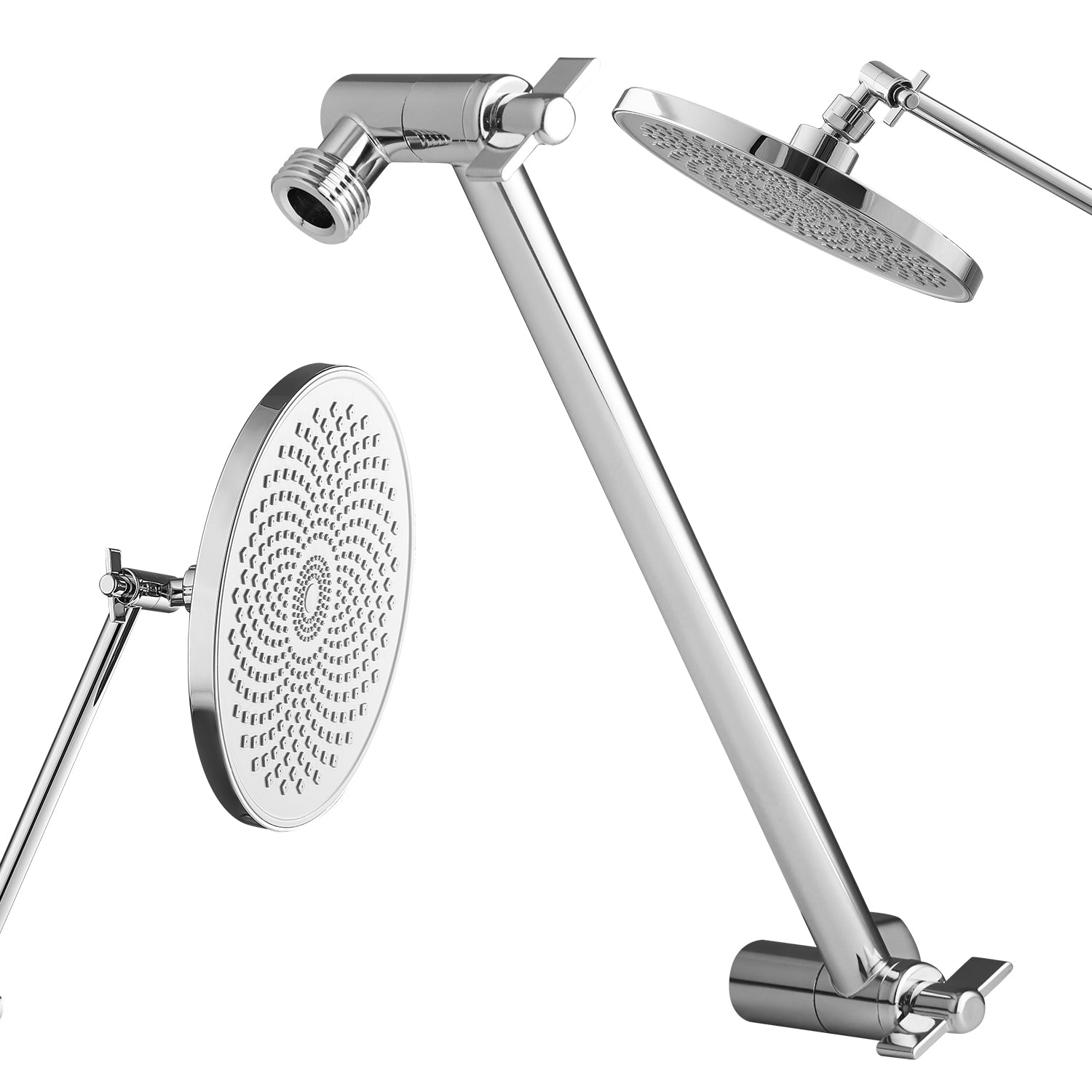 11” Adjustable Shower Arm Extension – 360° Swivel, G1/2 Universal Fit, Chrome