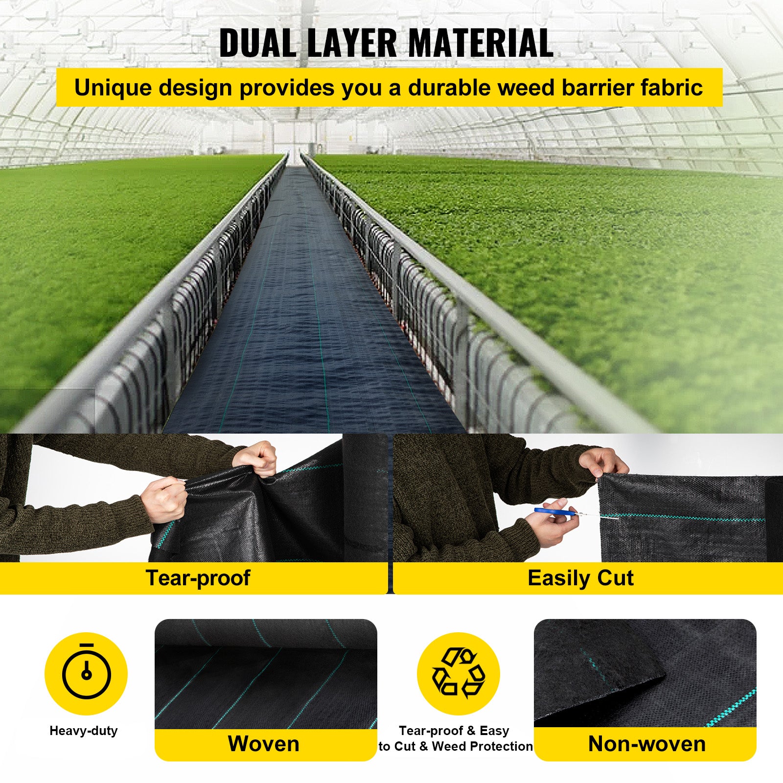 4ft x 100ft Heavy‑Duty 5.8oz Woven Weed Barrier Landscape Fabric — Professional Geotextile Ground Cover Black