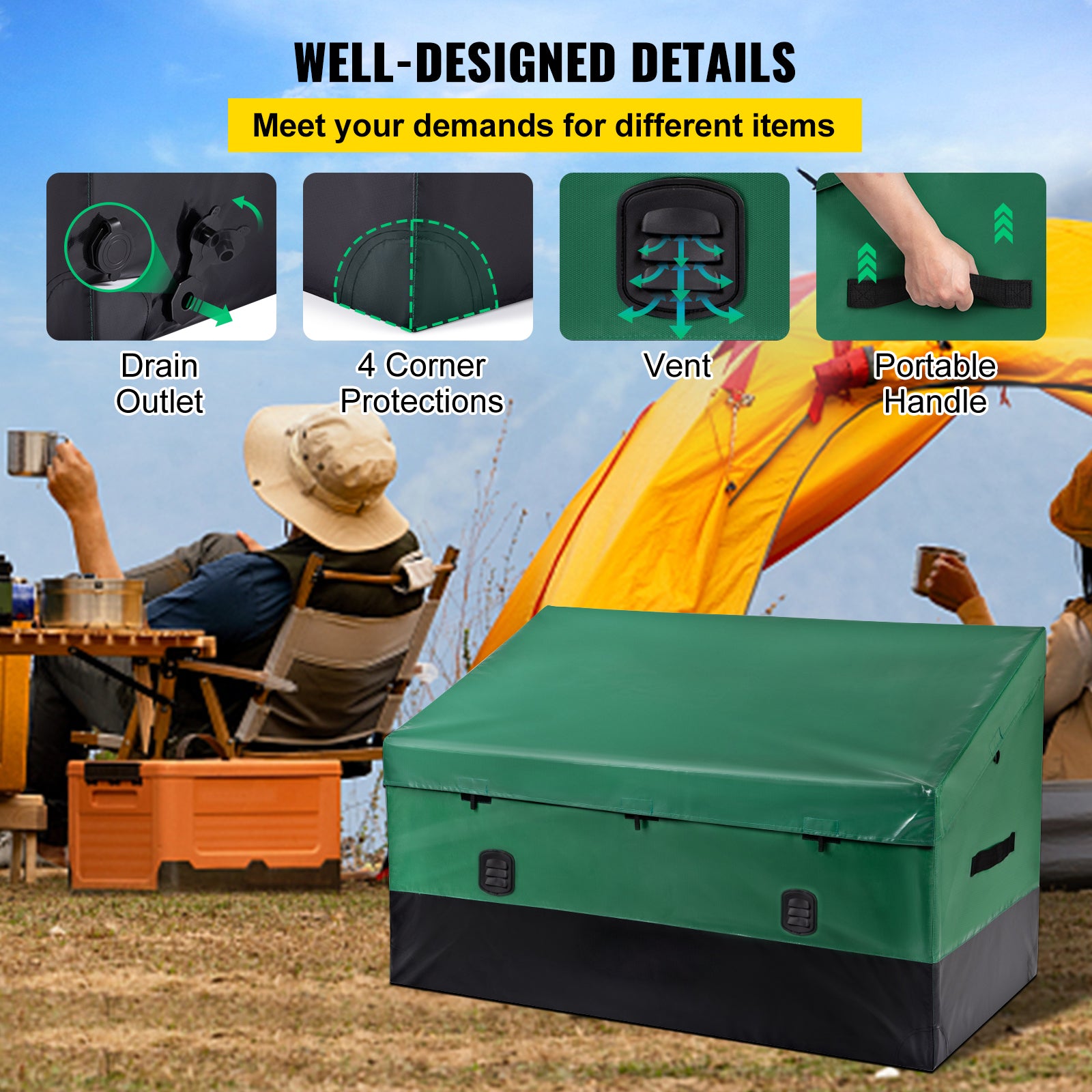 Outdoor Storage Box Patio Deck Box 150 Gallon Waterproof PE Tarpaulin