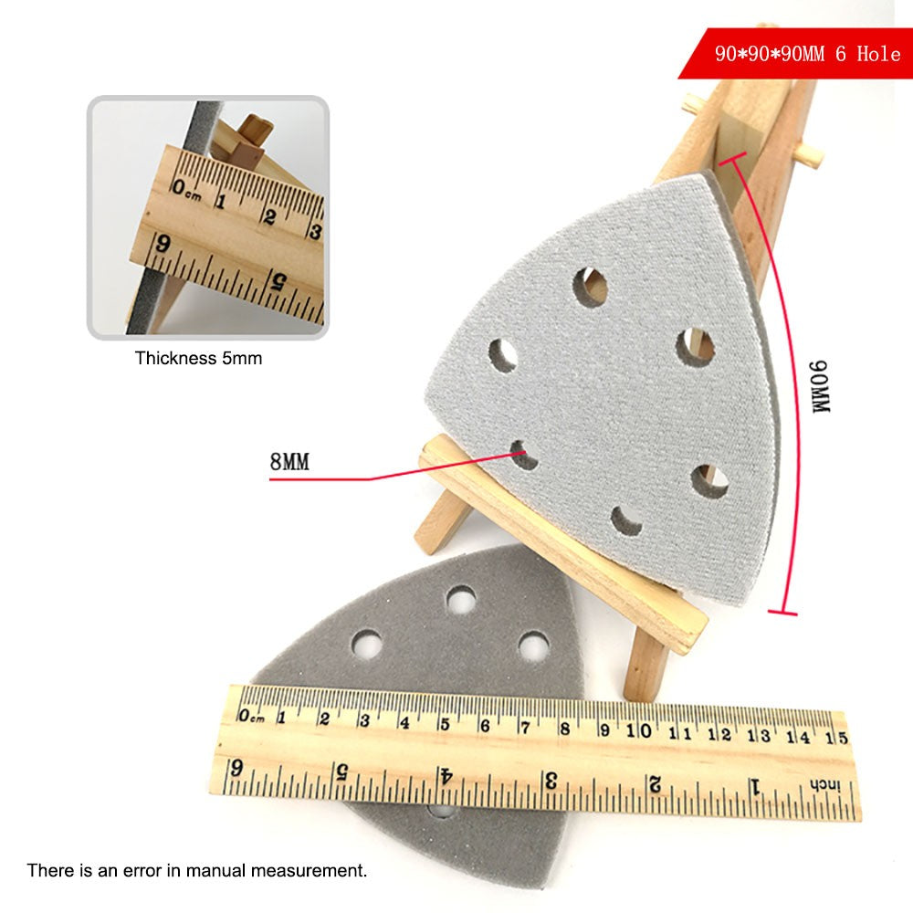90*90*90mm Triangle Sponge Sandpaper 0 - 6 Hole Sanding Paper Pads Sheets