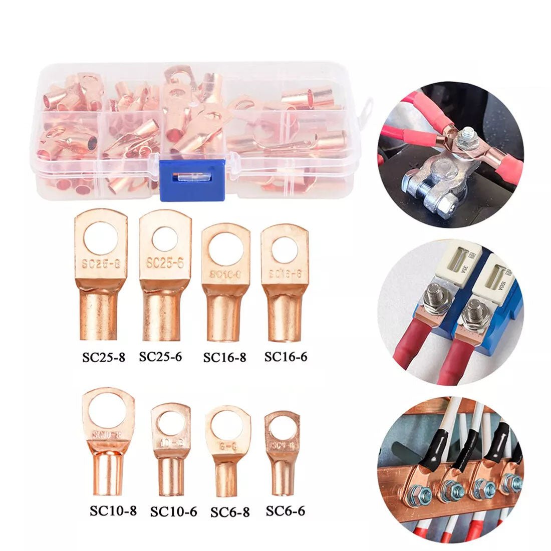 60x tubular cable lugs Cable lug set Battery cable lugs heavy - duty wire lugs - HomeDIYer