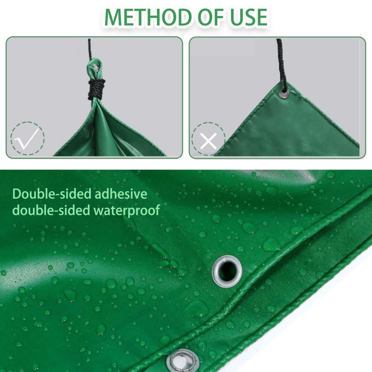 5x7ft to 10x12ft Green Heavy Duty Poly Tarp Waterproof Awning Poly PVC Boat Canopy Cover Tarpaulin Tent - HomeDIYer
