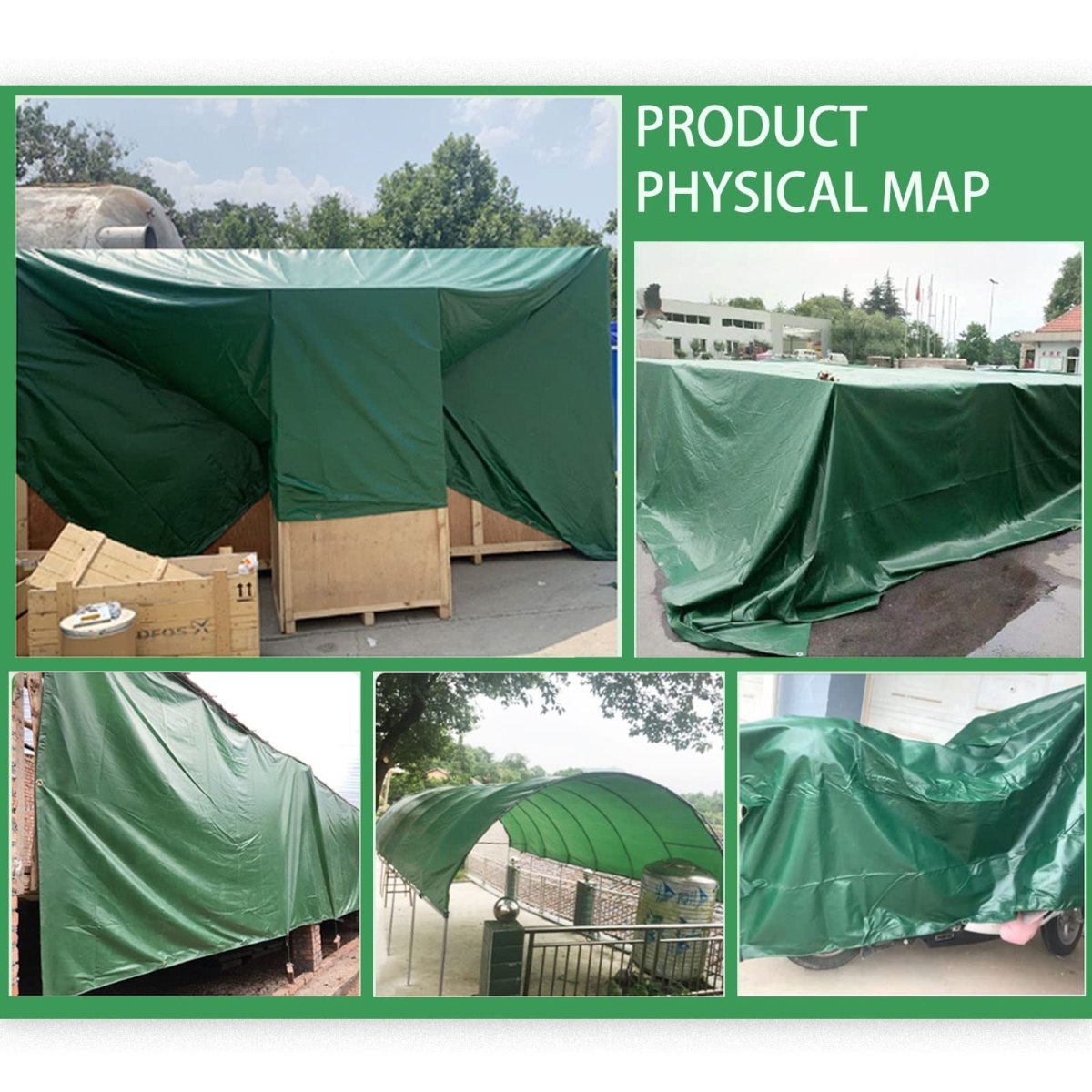 5x7ft to 10x12ft Green Heavy Duty Poly Tarp Waterproof Awning Poly PVC Boat Canopy Cover Tarpaulin Tent - HomeDIYer