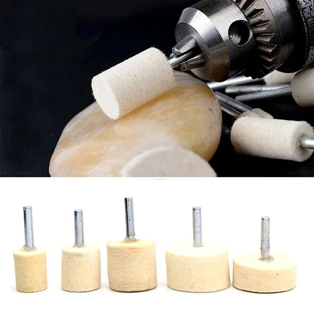 6mm 4" Shank 20 - 40mm Pad Wool Felt Polishing Buffing Wheel Grinding Head Metals Rotary Tools Wheels Tool Drill Electric Grinder - HomeDIYer