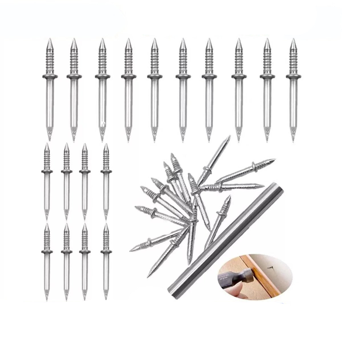 100 Pcs Double - Head Skirting Thread Seamless Nail Metal Skirting Line Marks Nail - HomeDIYer