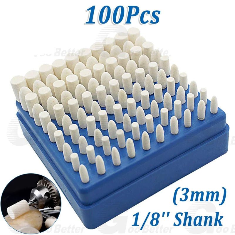100Pcs Wool Felt Polishing Buffing Pad Waxing Wheel Rotary Tool Kit For Dremel - HomeDIYer