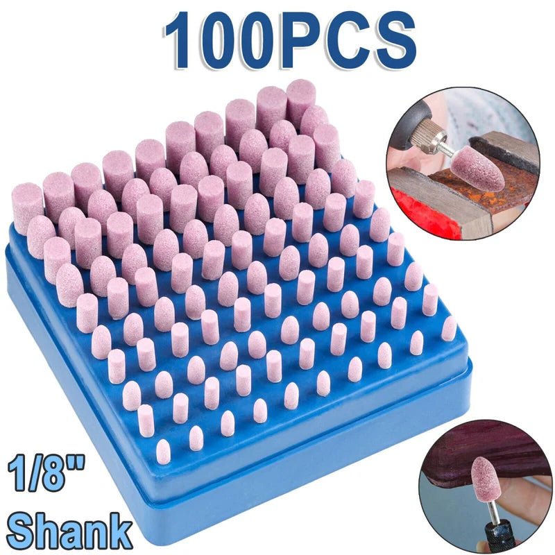 100x Rotary Mounted Abrasive Grinding Stone Point Wheel Bits Set For Dremel Tool - HomeDIYer