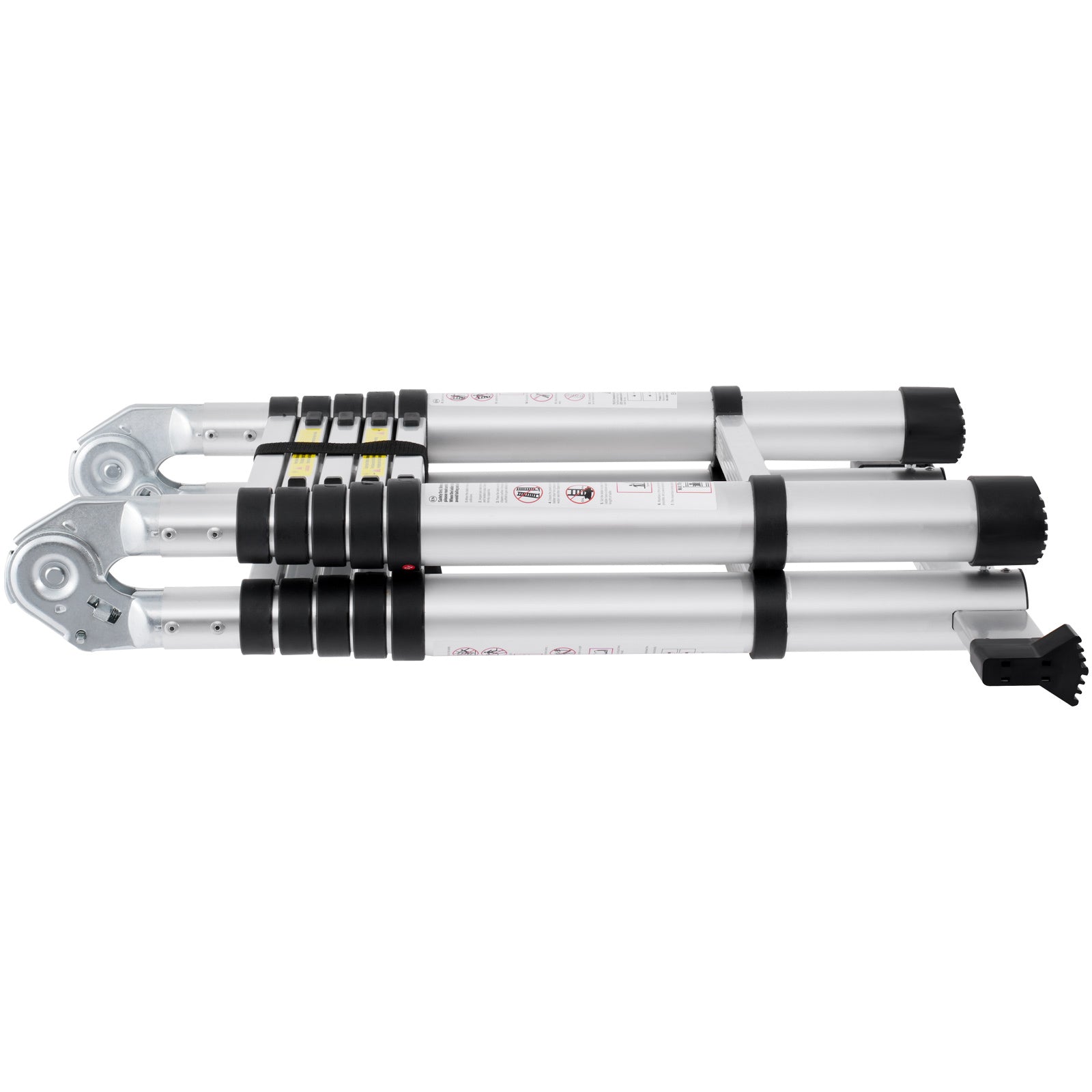 12.5FT Telescoping A‑Frame Ladder with Stabilizer Bar — 375 lb Capacity, Aluminum, Silver
