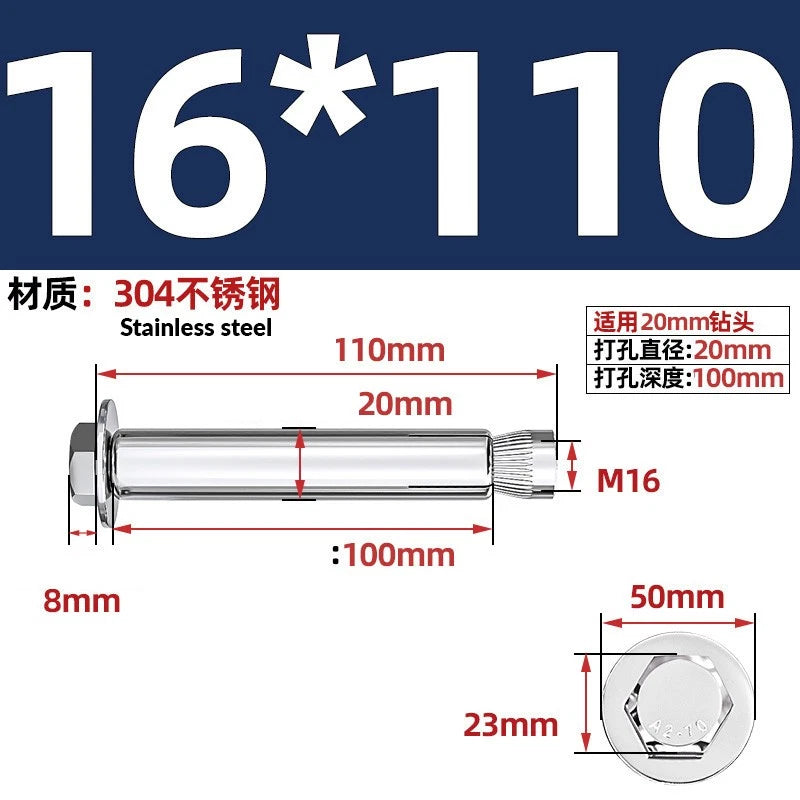 Stainless Steel Masonry Concrete Expansion Anchor Bolt — M6 M8 M10 M12 M16 | 304 & 201 SS