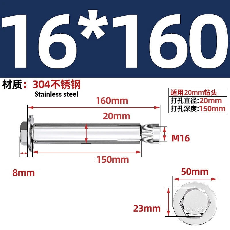 Stainless Steel Masonry Concrete Expansion Anchor Bolt — M6 M8 M10 M12 M16 | 304 & 201 SS