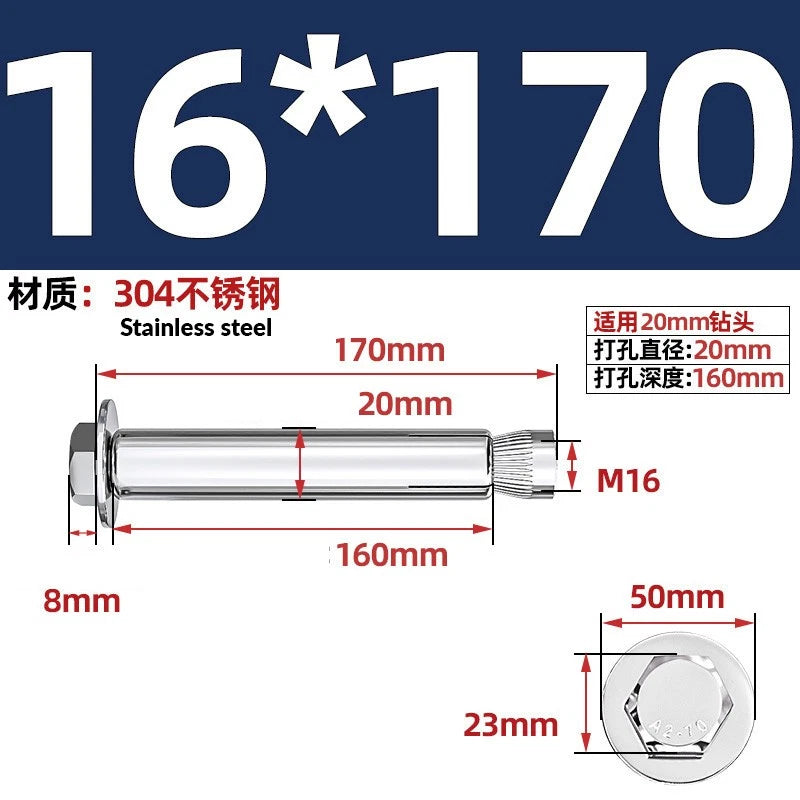 Stainless Steel Masonry Concrete Expansion Anchor Bolt — M6 M8 M10 M12 M16 | 304 & 201 SS
