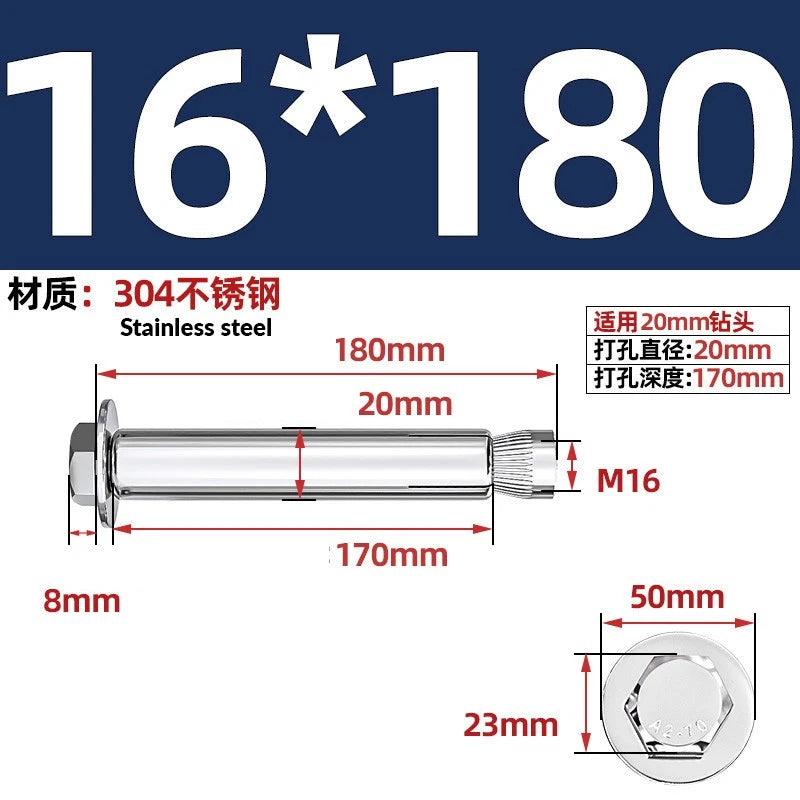 Stainless Steel Masonry Concrete Expansion Anchor Bolt — M6 M8 M10 M12 M16 | 304 & 201 SS