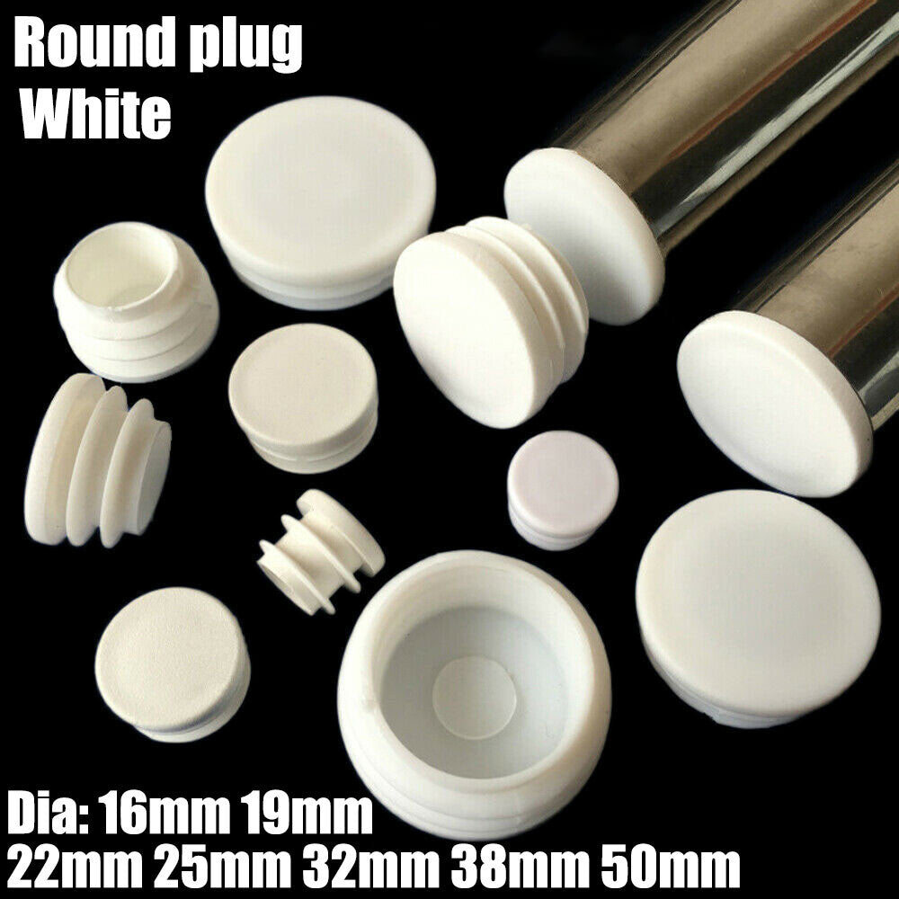 HomeDIYer White Round Plastic Blanking End Caps for tube and pipe protection