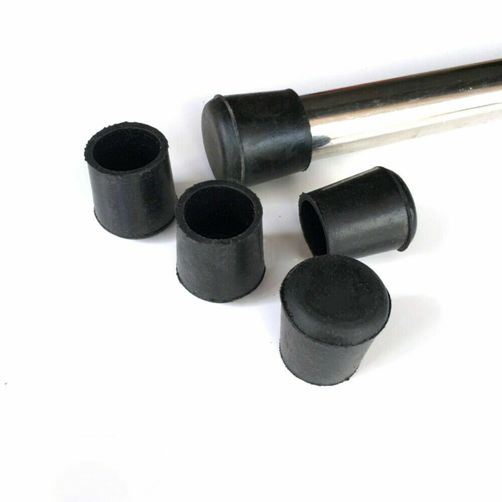 Retail packaging of HomeDIYer Black Rubber End Caps with size labeling