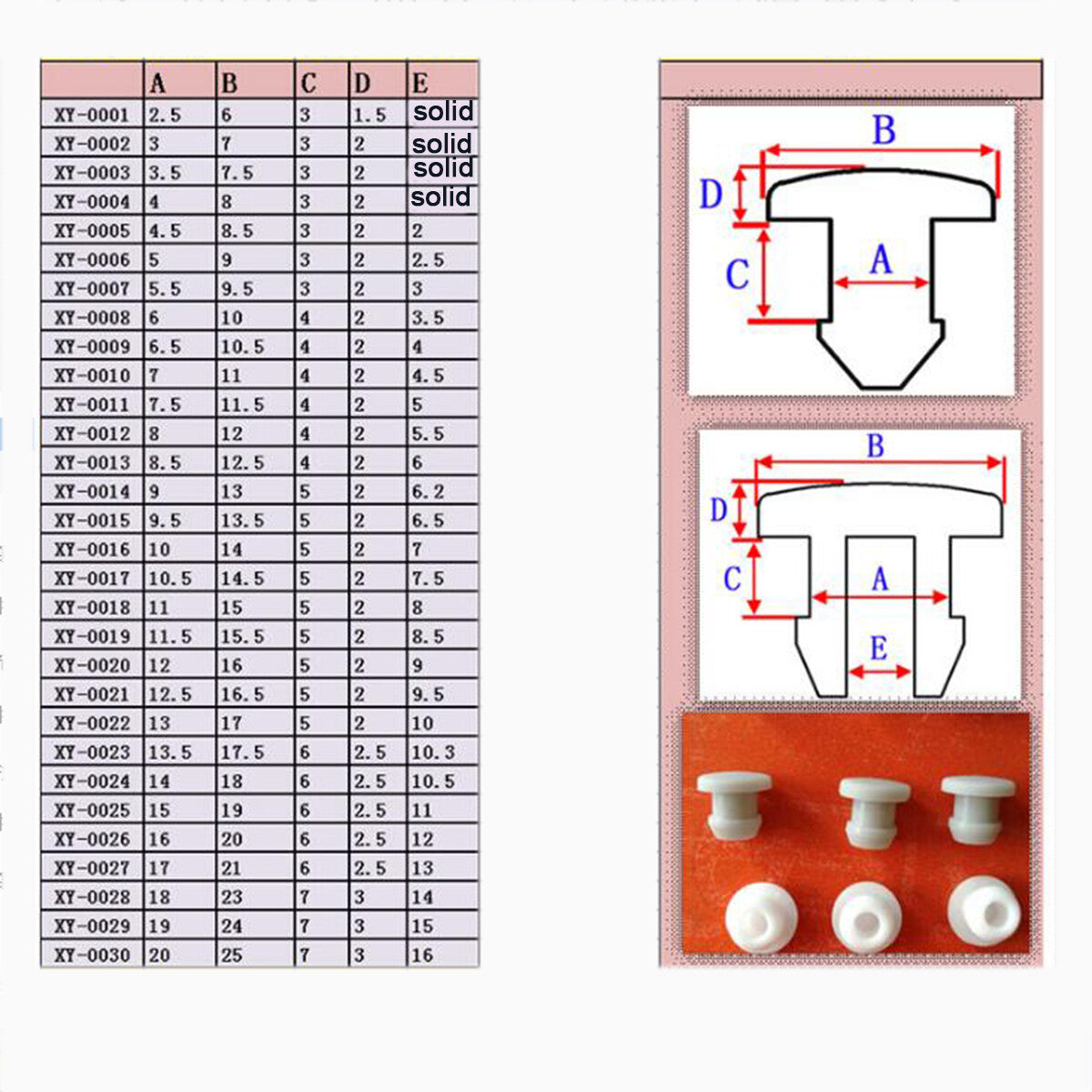 White Snap-on Hole Plug Silicone Blanking Seal Pipe Tube Insert Plug 5.5~50.6mm