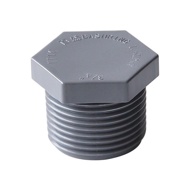 Threaded caps protecting pipe ends on construction site