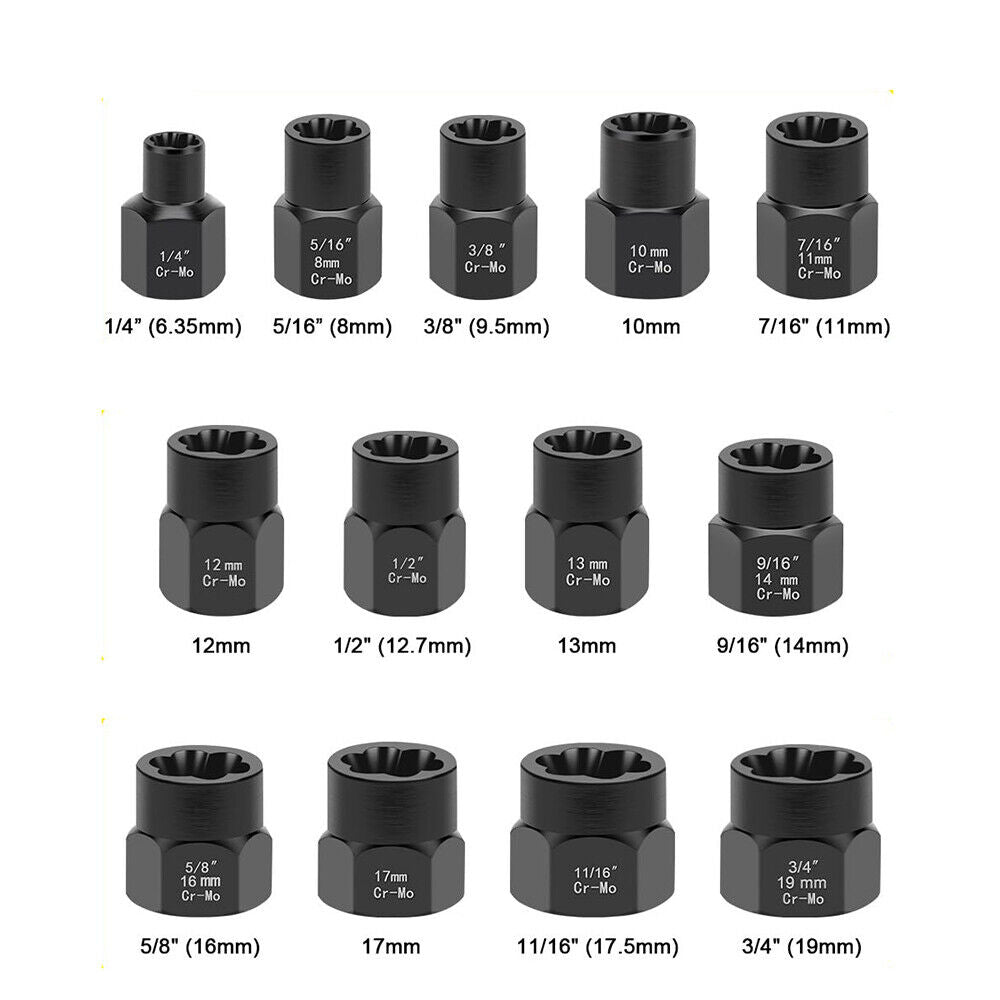 13PCS 3/8” screw extractor socket wrench set extractor link Extractor - HomeDIYer