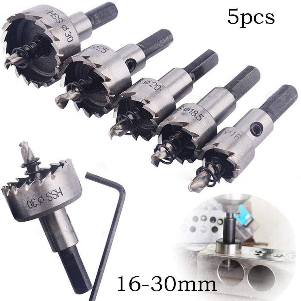 5pcs 16 - 30mm HSS Drill Bit Hole Saw Tooth Set Stainless Steel Metal Alloy Cutter - HomeDIYer