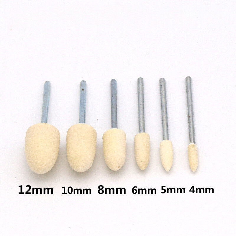 3mm-12mm Felt Polishing Buffing Wheel Rotary Tool Bullet&Cylinder 2.35/3mm Shank