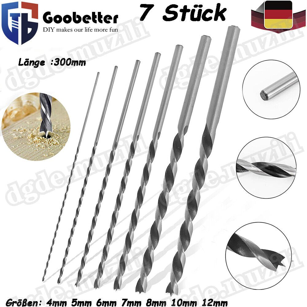 7PCS wood drill bit set Wood twist drill with center point Ø 4 - 12mm drill bit set - HomeDIYer