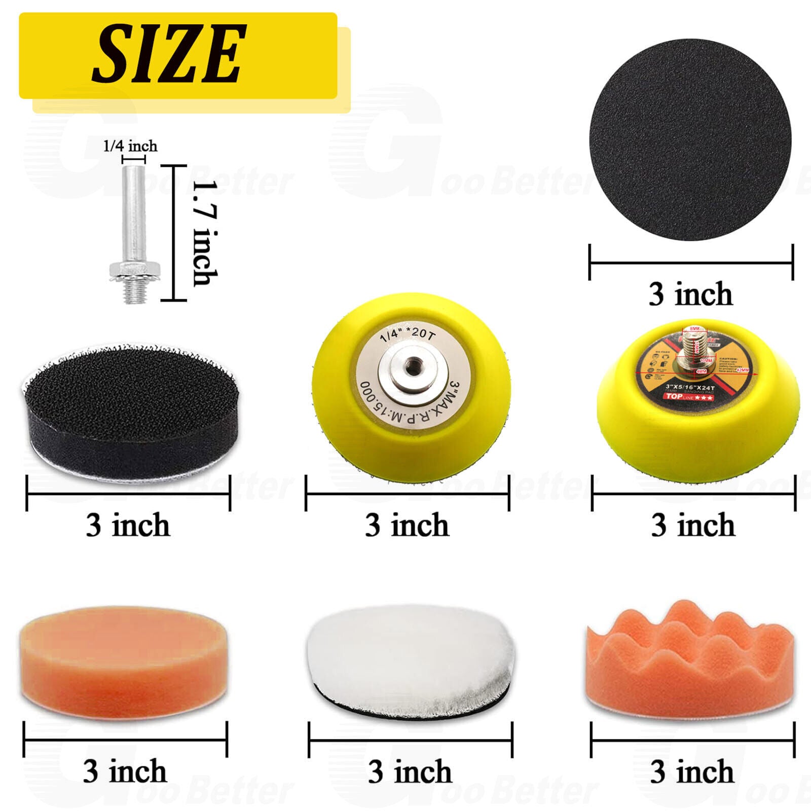 126Pcs 3inch Sanding Discs Foam Buffing Polishing Sponge Sander Buffer Pad Kit