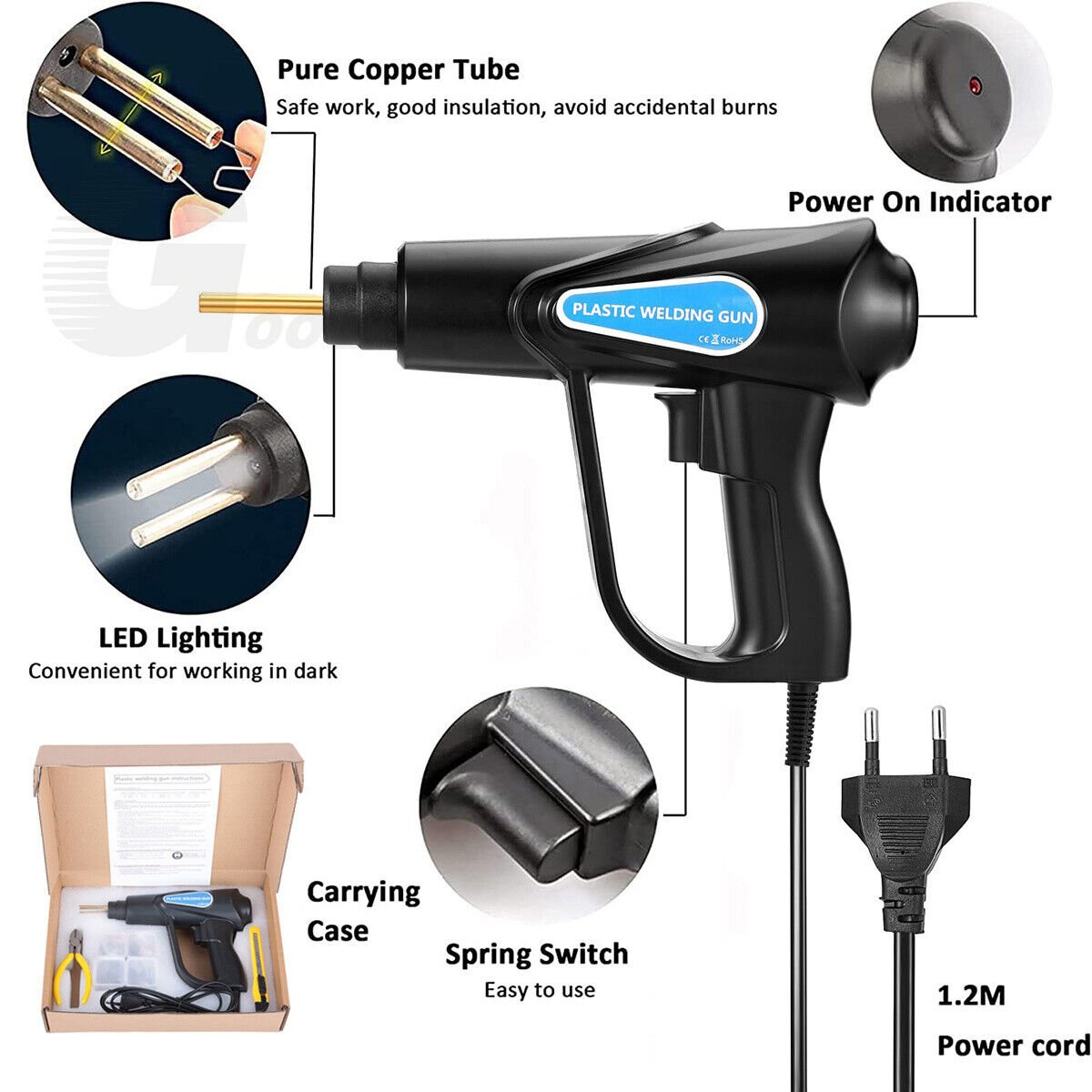 70W welding machine car plastic repair car welding plastic+200 clamp set - HomeDIYer