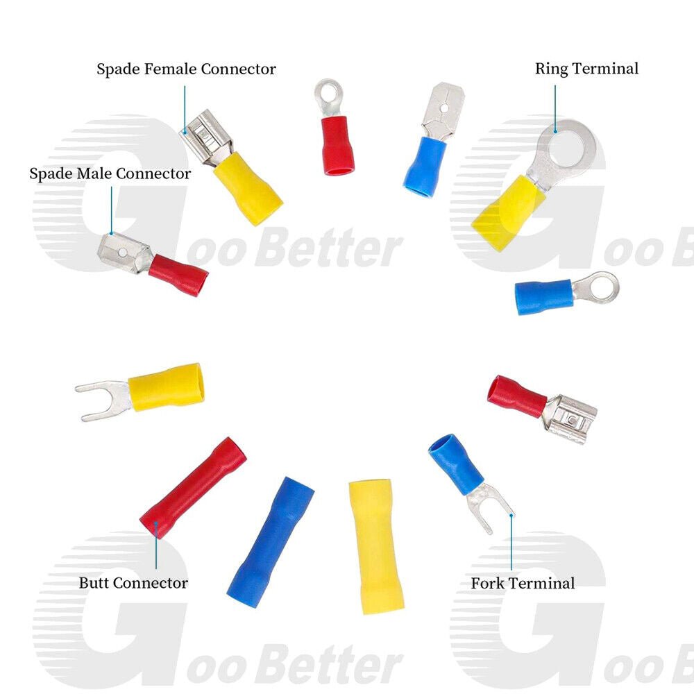 520Pcs Insulated Electrical Wire Splice Terminal Ring Spade Crimp Connector Kit - HomeDIYer