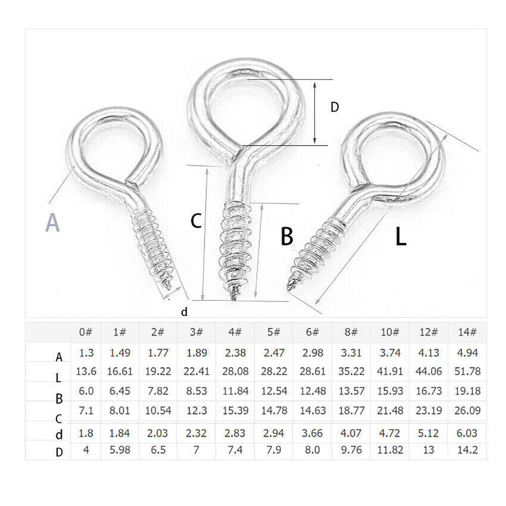280 Pcs Eyebolts Galvanized Eyebolts Screw Hooks Eye Hooks Wooden Thread - HomeDIYer
