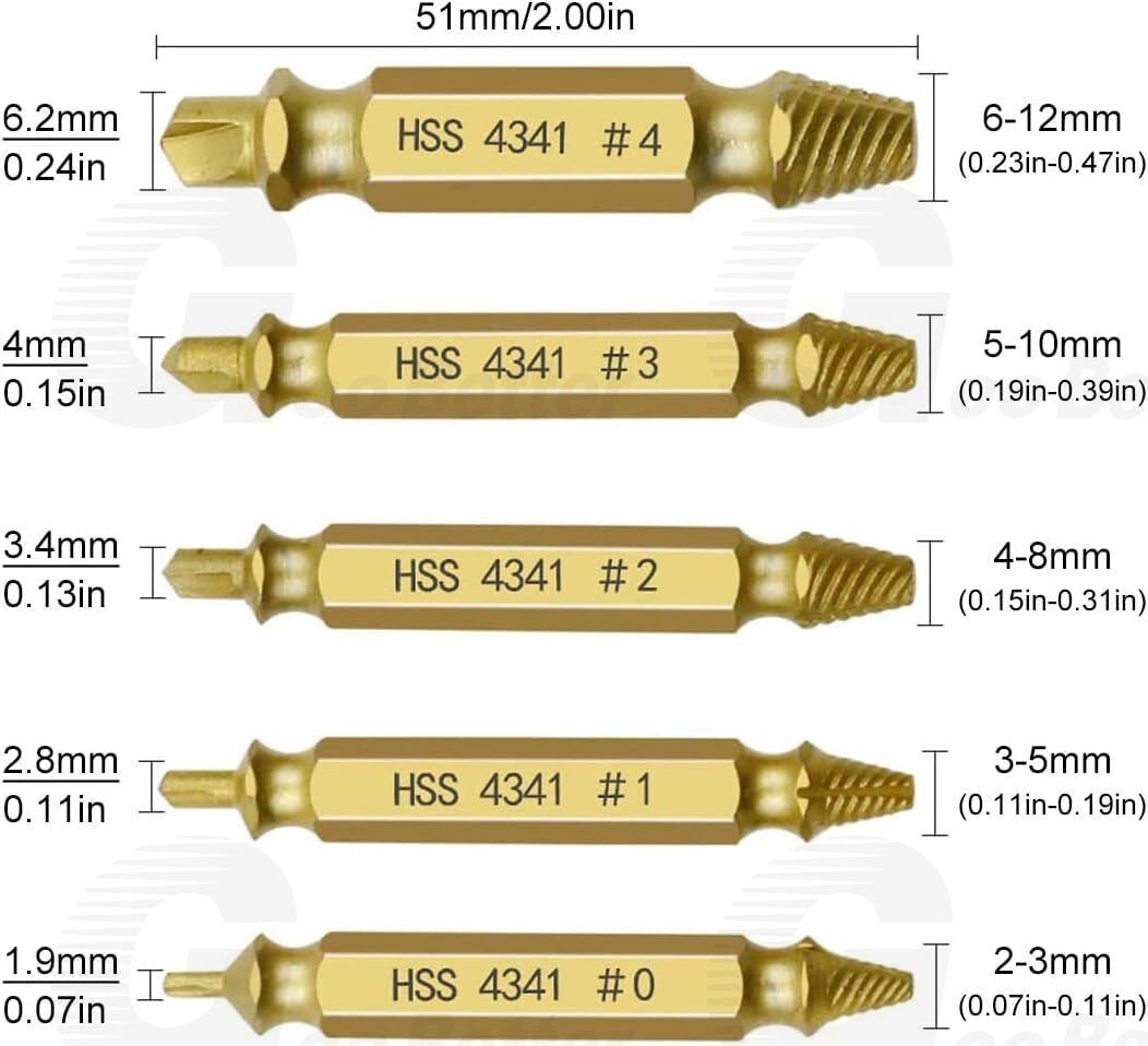 6Pcs Damaged Screw Extractor Kit Broken Screws Bolt Stripped Remover Tool Set - HomeDIYer