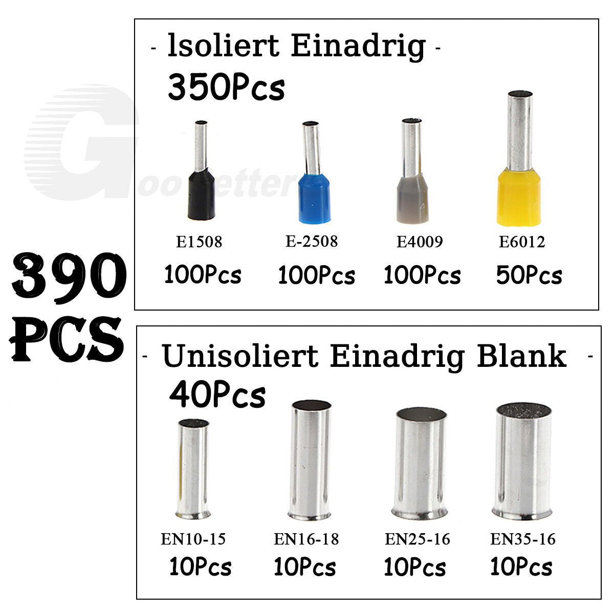 390pcs wire end ferrule set Insulated & uninsulated Bare wires End sleeve Cable lugs - HomeDIYer