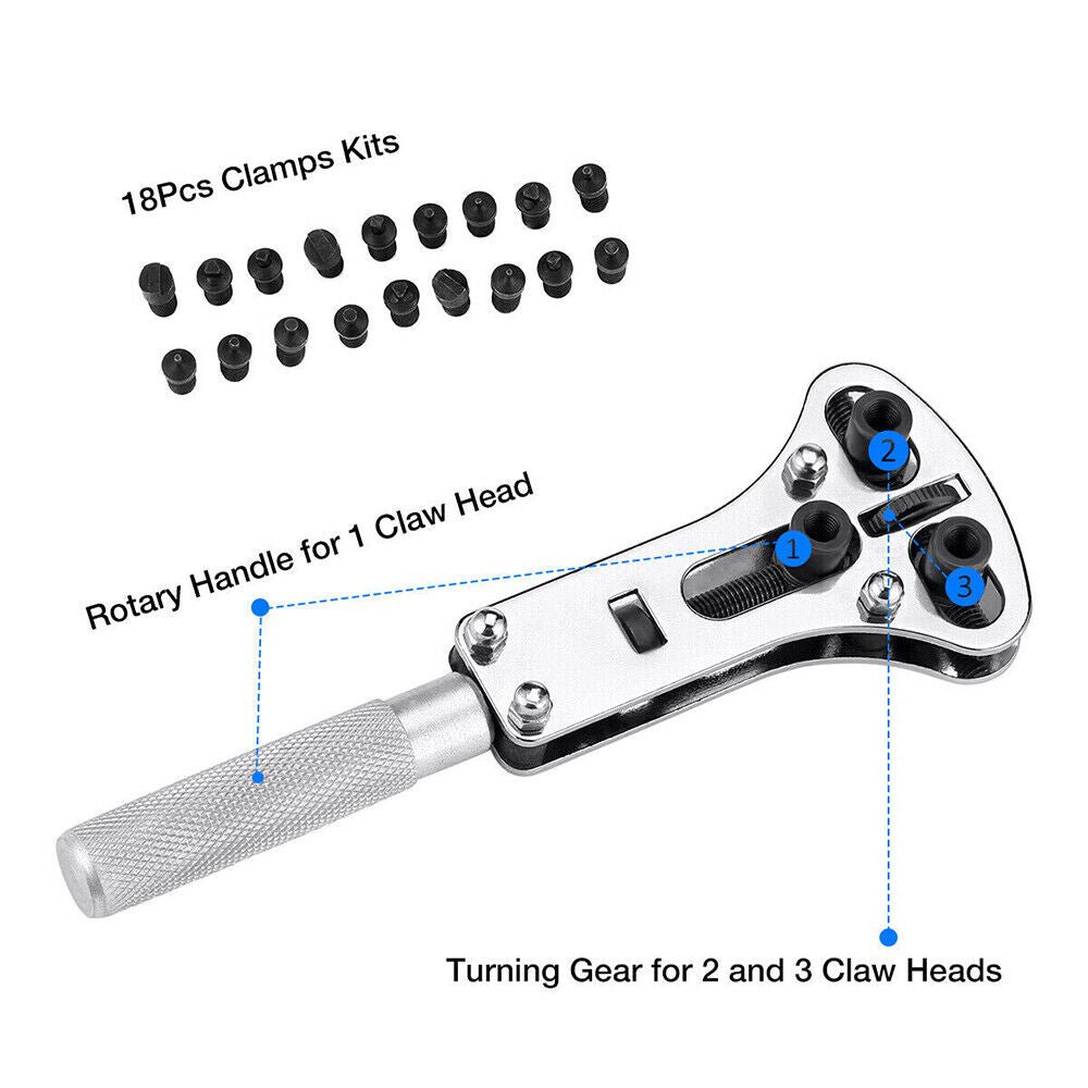 Watch Back Case Opener Screw Wrench Cover Remover Battery Change Repair Tool Kit - HomeDIYer