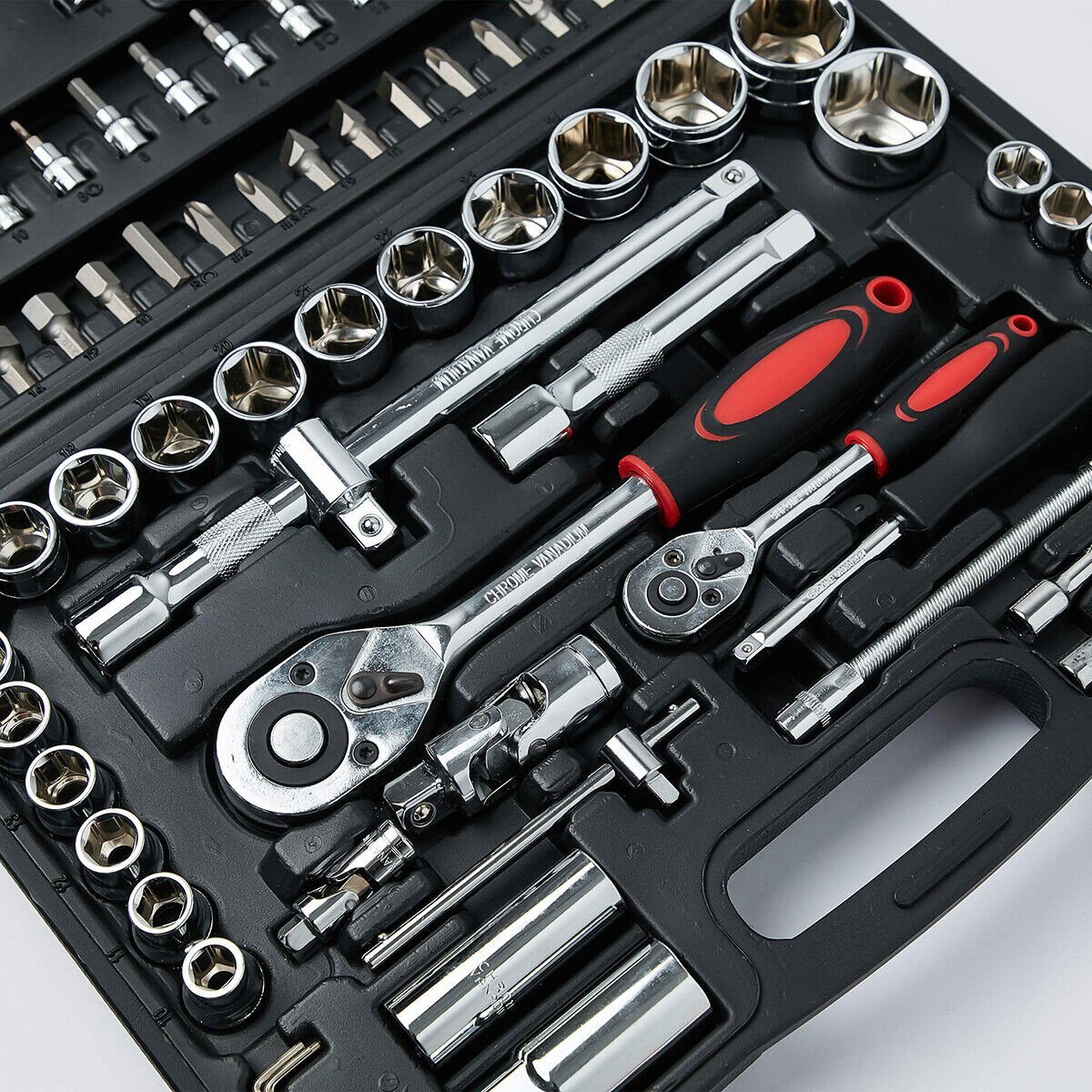 46Pcs Metric Socket Set Ratchet Torx Wrench Kit 1/4" Drive Repair Tool with Case - HomeDIYer