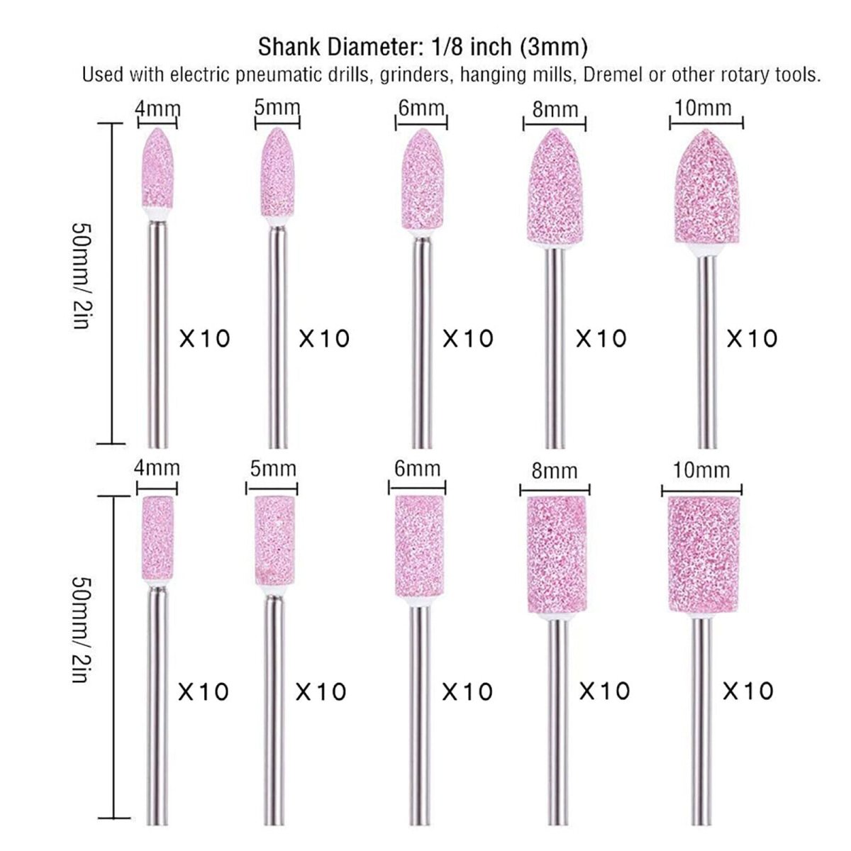 100x Rotary Mounted Abrasive Grinding Stone Point Wheel Bits Set For Dremel Tool - HomeDIYer