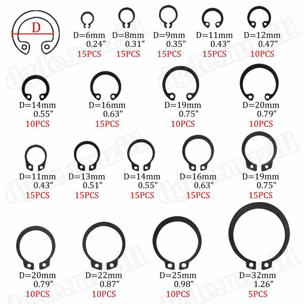 200× C - Clips Internal External Circlip Retaining Clip Ring Assortment Kit M6 - M32 - HomeDIYer