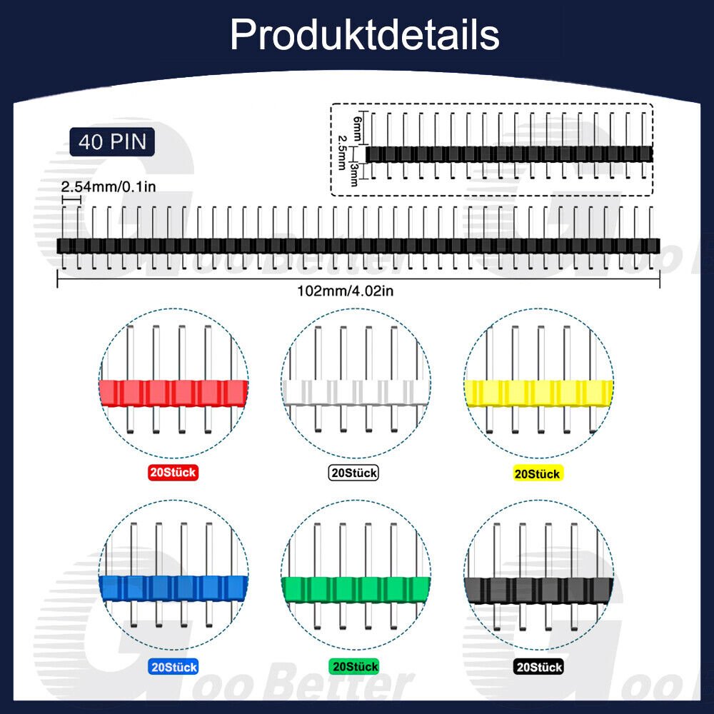 120pcs pin header set 2.54mm iron 40 pins connector strip pin header connector - HomeDIYer