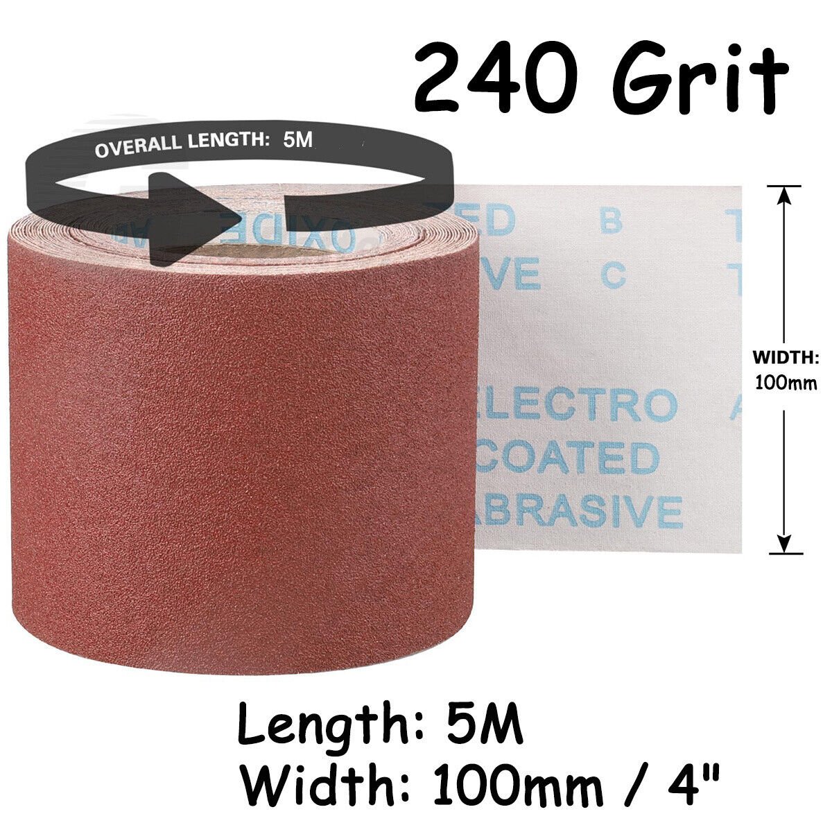 5m Aluminium Oxide Sandpaper Roll 240Grit APolishing Sandpaper Grinding Abrasive - HomeDIYer