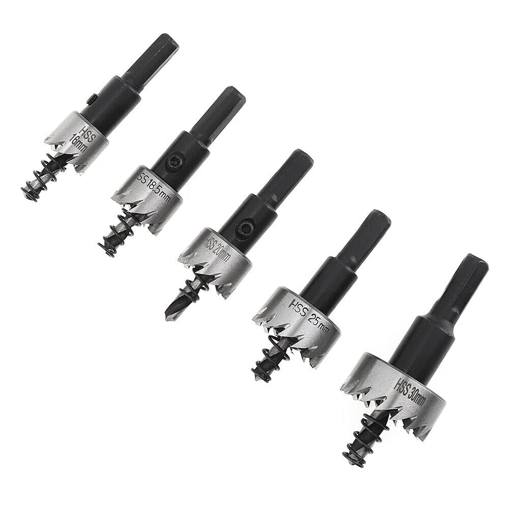 5pcs 16 - 30mm HSS Drill Bit Hole Saw Tooth Set Stainless Steel Metal Alloy Cutter - HomeDIYer