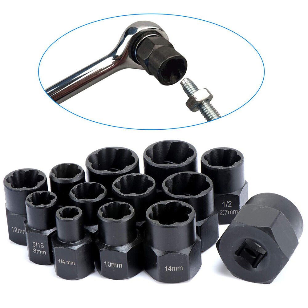 13PCS 3/8” screw extractor socket wrench set extractor link Extractor - HomeDIYer