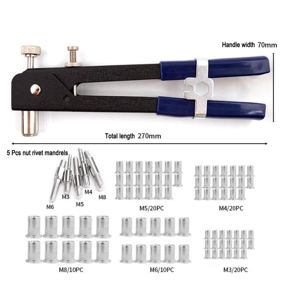 86PCS rivet nut pliers set M3 - M8 threaded rivet nuts with rivet pliers - HomeDIYer