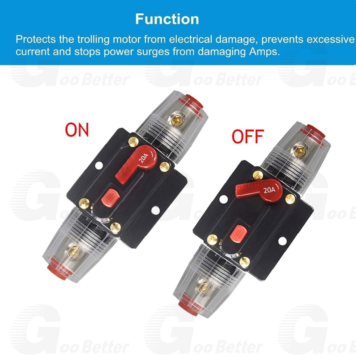 Home Solar System Waterproof Circuit Breaker Reset Fuse Inverter DC 12V - 24V - HomeDIYer