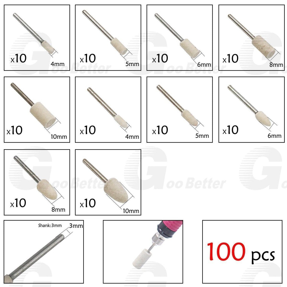 100Pcs Wool Felt Polishing Buffing Pad Waxing Wheel Rotary Tool Kit For Dremel - HomeDIYer