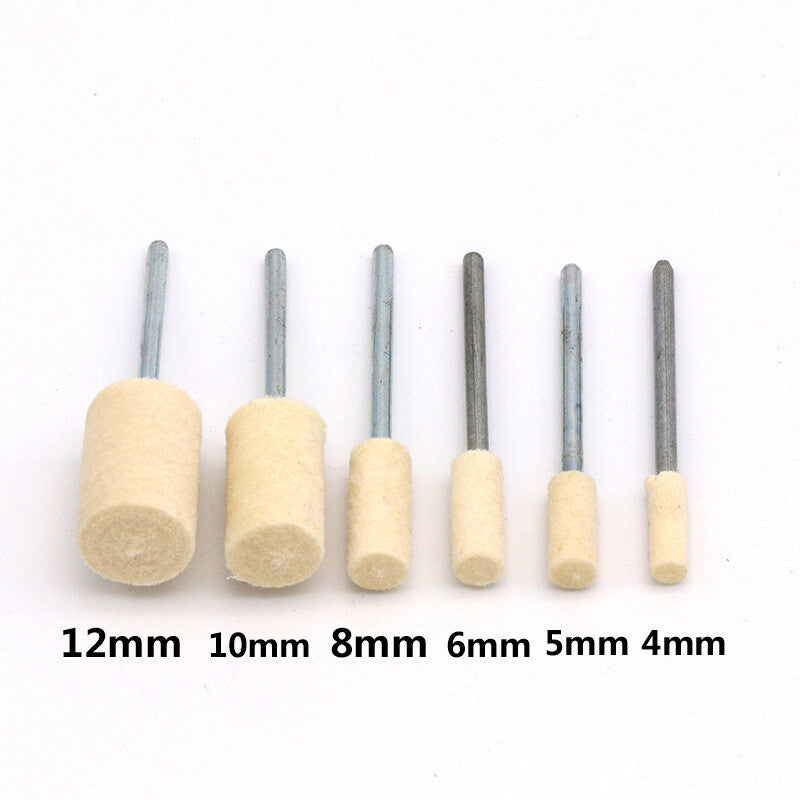 3mm-12mm Felt Polishing Buffing Wheel Rotary Tool Bullet&Cylinder 2.35/3mm Shank